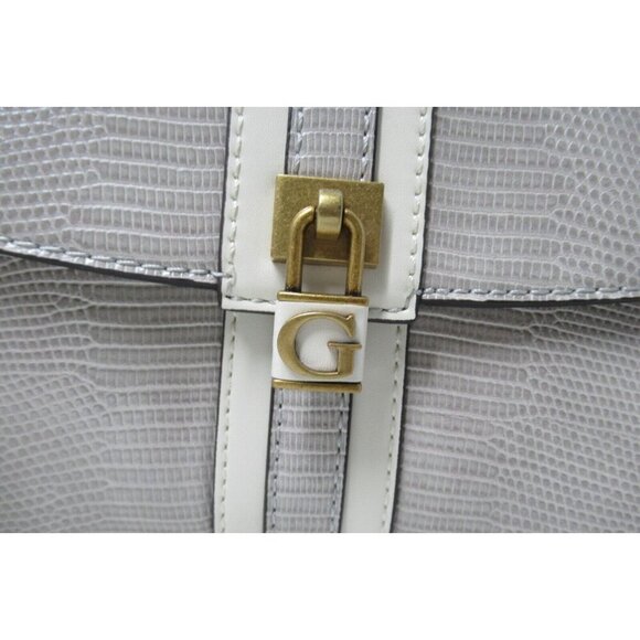 Guess Ginevra Handle Crossbody Bag Purse Taupe & Cream Gold Hardware Exotic NWOT - Picture 2 of 15